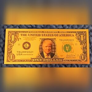 (1) US Donald Trump Commemorative Gold Coin $1 Non currency Bank note